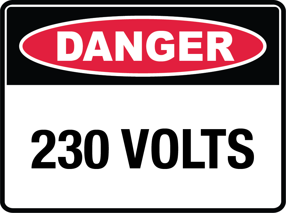 Danger 230 Volts (230V) Safety Sign